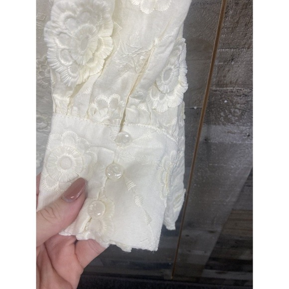 Storia Large Daisy Embroidered Mini Dress Ivory Beautiful SZ Large - Picture 3 of 8